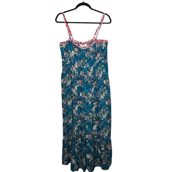 Natural Life NEW Stephanie Jumpsuit Turquoise Roses Floral Wide Leg Boho Size M - Picture 5 of 7